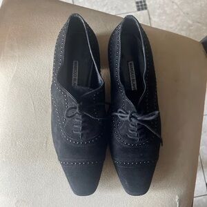 Manolo Blahnik Black Studded Oxfords
